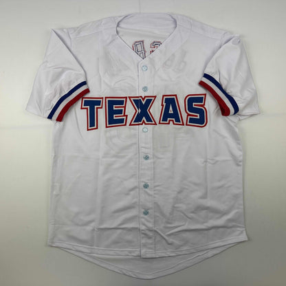 Autographed/Signed Jacob DeGrom Texas White Baseball Jersey JSA COA
