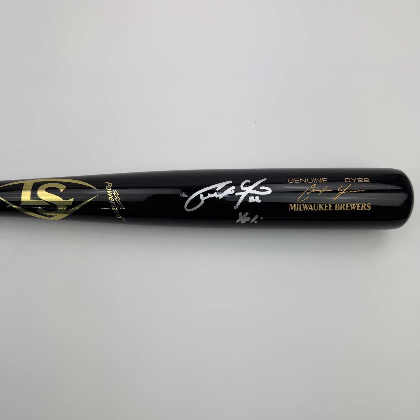 Autographed/Signed Christian Yelich "Yeli" Black Louisville Slugger Baseball Bat JSA COA