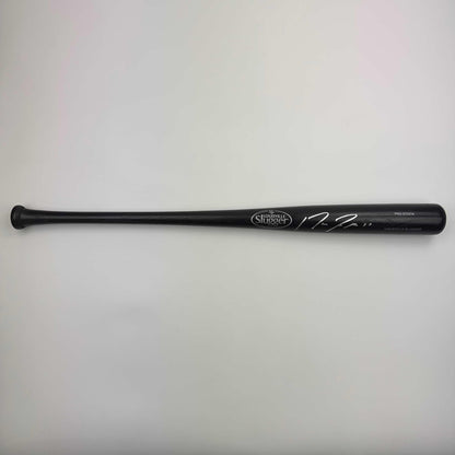 Autographed/Signed Jose Ramirez Black Louisville Slugger Baseball Bat JSA COA