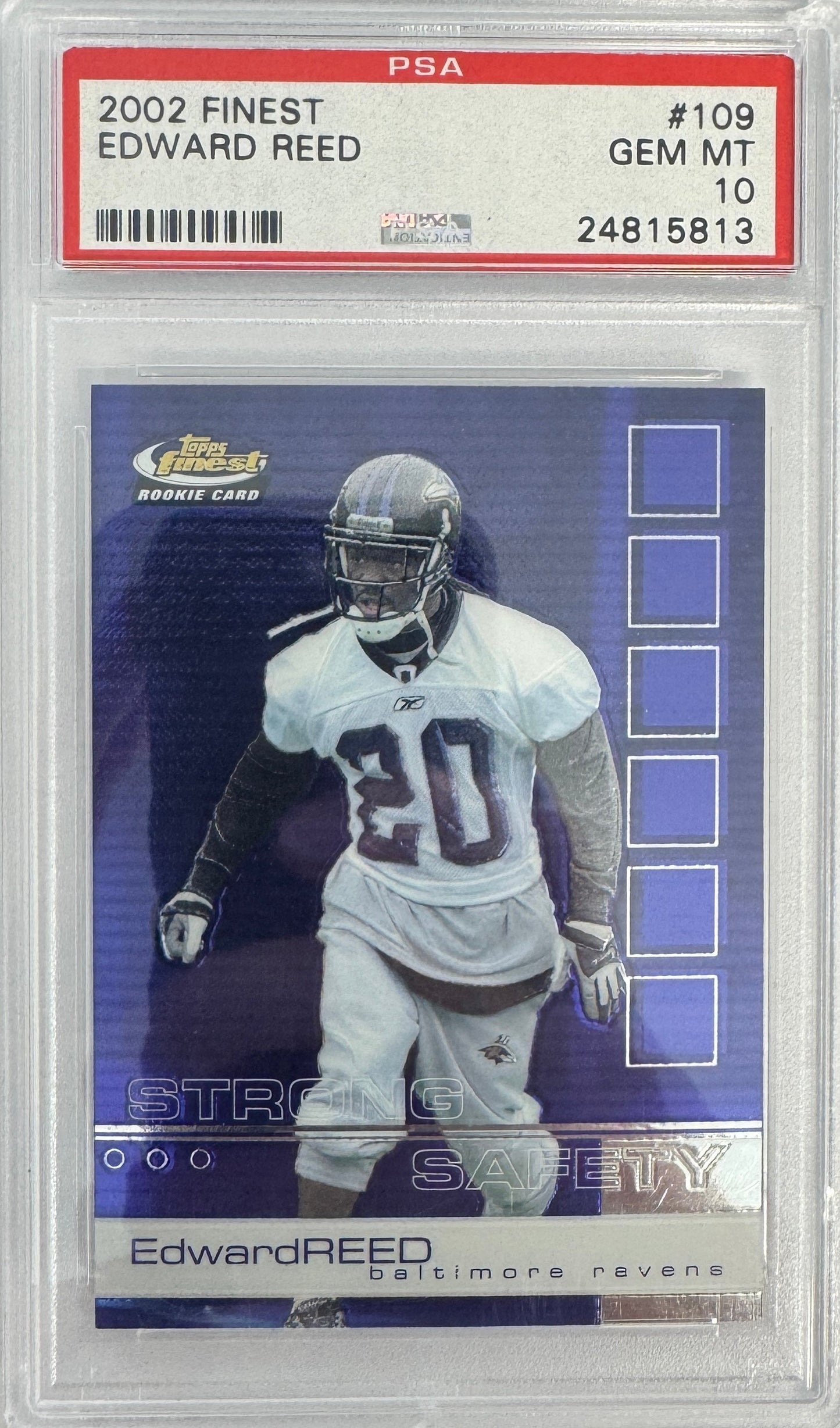 Graded 2002 Topps Finest Ed Reed #109 Rookie RC Football Card PSA 10 Gem Mint