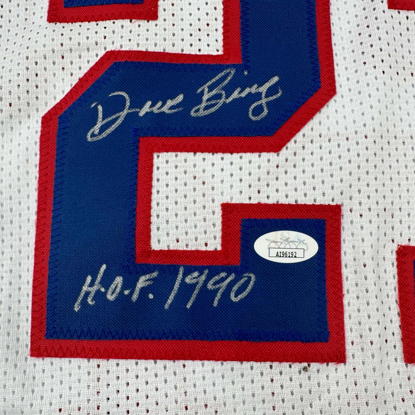 Autographed/Signed Dave Bing HOF 1990 Artwork Detroit White Basketball Jersey JSA COA