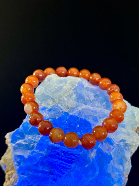 Red Striped Agate Sardonyx Beaded Bracelet – 8mm Natural Stone for Strength & Stability