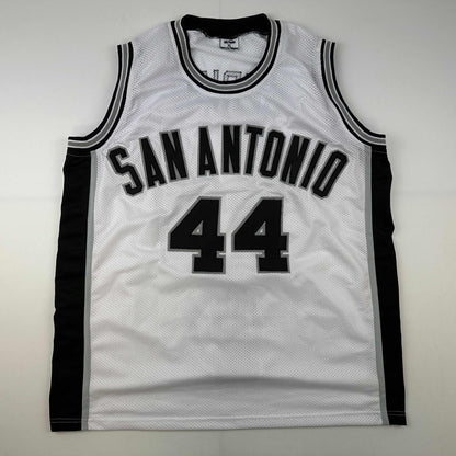 Autographed/Signed George Gervin Iceman Artwork San Antonio White Basketball Jersey JSA COA