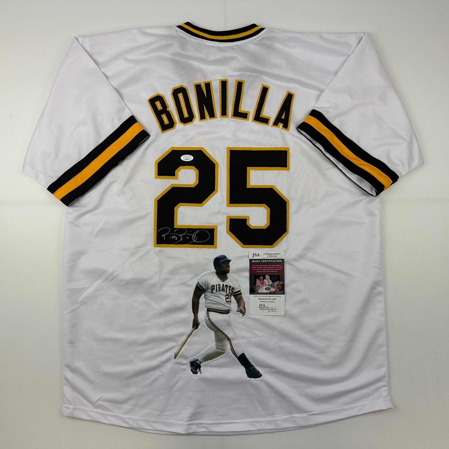 Autographed/Signed Bobby Bonilla Artwork Pittsburgh Pirates White Baseball Jersey JSA COA