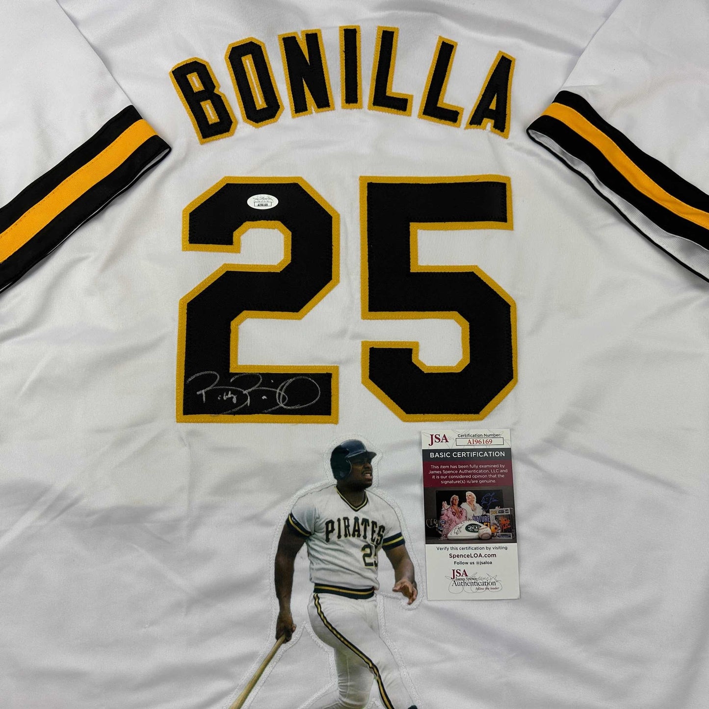 Autographed/Signed Bobby Bonilla Artwork Pittsburgh Pirates White Baseball Jersey JSA COA