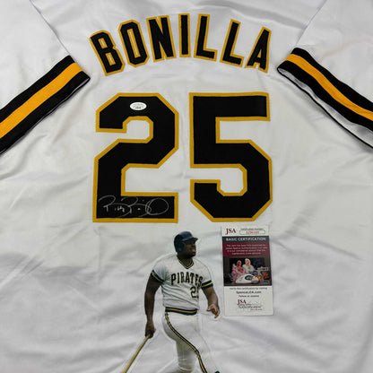 Autographed/Signed Bobby Bonilla Artwork Pittsburgh Pirates White Baseball Jersey JSA COA
