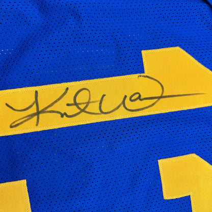 Autographed/Signed Kurt Warner St. Louis Blue Football Jersey JSA COA