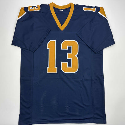 Autographed/Signed Kurt Warner St. Louis Dark Blue Football Jersey JSA COA