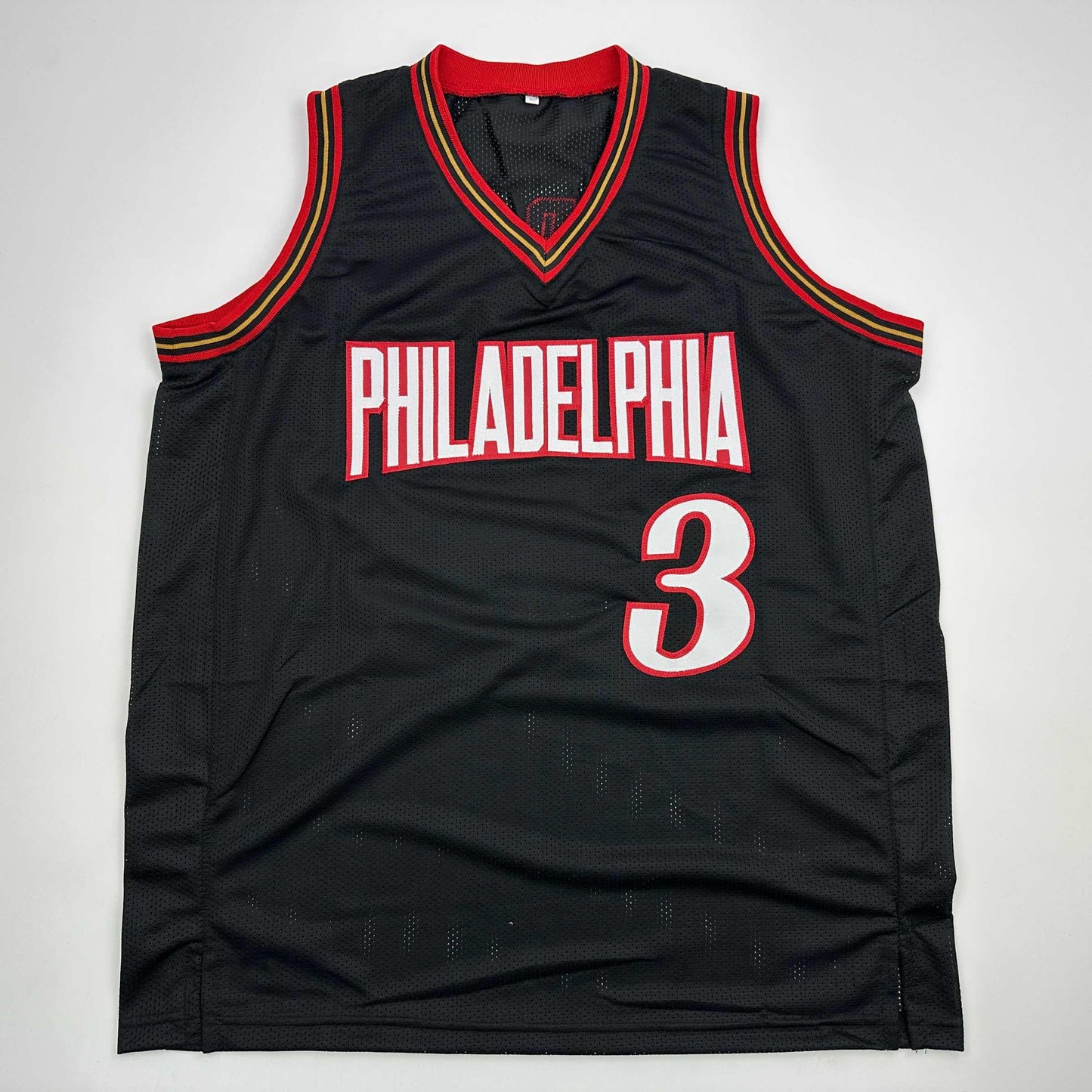 Autographed/Signed Allen Iverson Philadelphia Black Basketball Jersey Beckett BAS COA