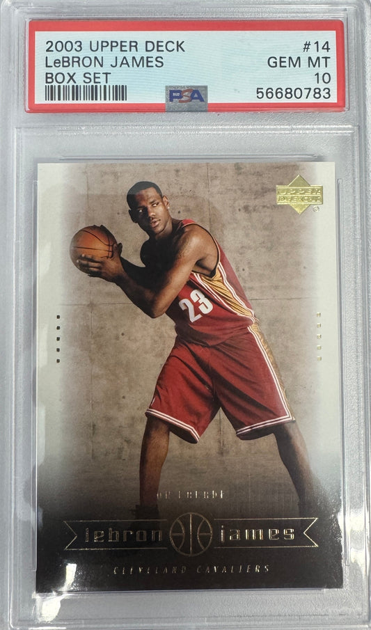 Graded 2003-04 Upper Deck LeBron James #14 Box Set Rookie RC Basketball Card PSA 10 Gem Mint