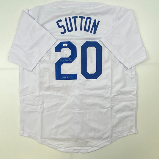 Autographed/Signed Don Sutton HOF 98 Los Angeles LA White Baseball Jersey JSA COA