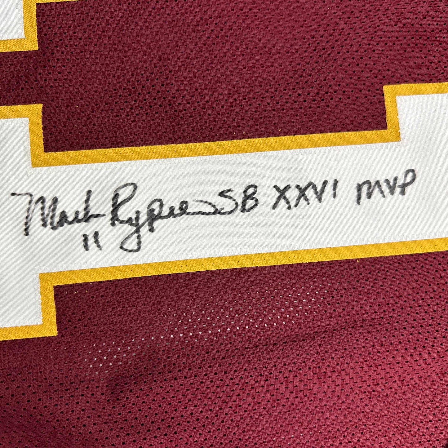 Autographed/Signed Mark Rypien SB XXVI MVP Washington Burgundy Football Jersey Beckett BAS COA