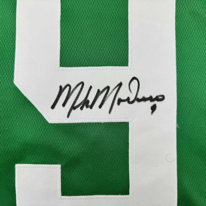 Autographed/Signed Mike Modano Dallas Green Retro Hockey Jersey Beckett BAS COA