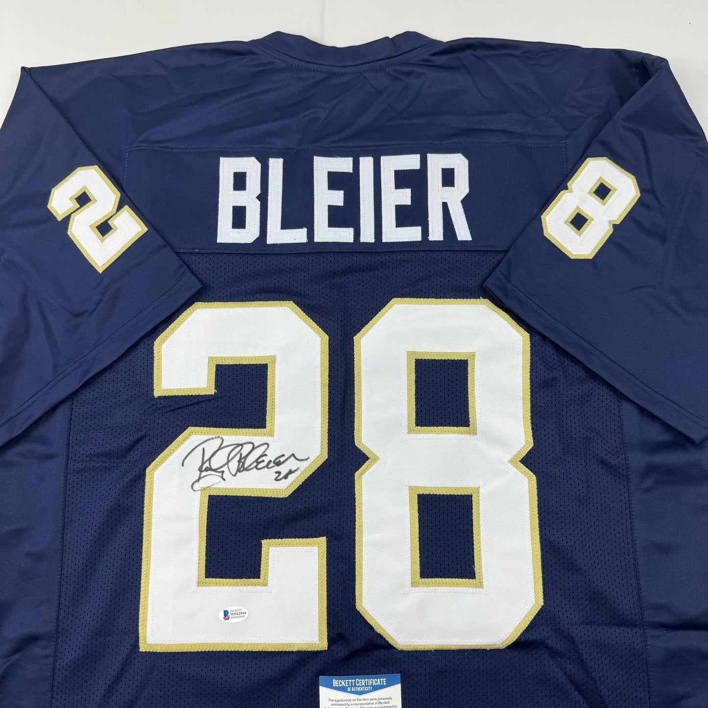 Autographed/Signed Rocky Bleier Notre Dame Blue College Football Jersey JSA COA