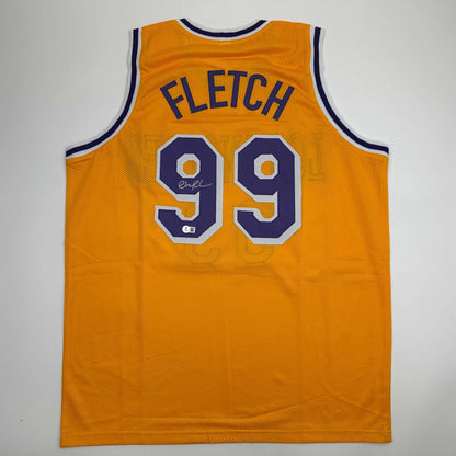 Autographed/Signed Chevy Chase Fletch Los Angeles LA Yellow Basketball Jersey Beckett BAS COA