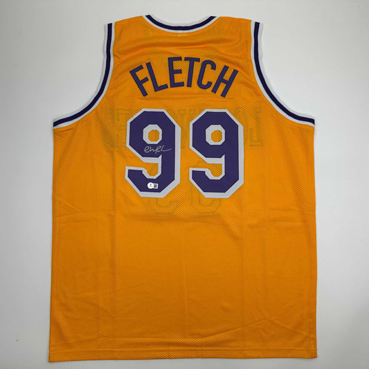 Autographed/Signed Chevy Chase Fletch Los Angeles LA Yellow Basketball Jersey Beckett BAS COA