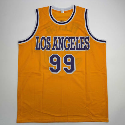 Autographed/Signed Chevy Chase Fletch Los Angeles LA Yellow Basketball Jersey Beckett BAS COA
