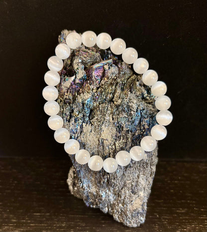Reiki-Infused Pure Selenite "Liquid Light" Bracelet for Aura Cleansing, High Vibration & Divine Clarity (8mm)