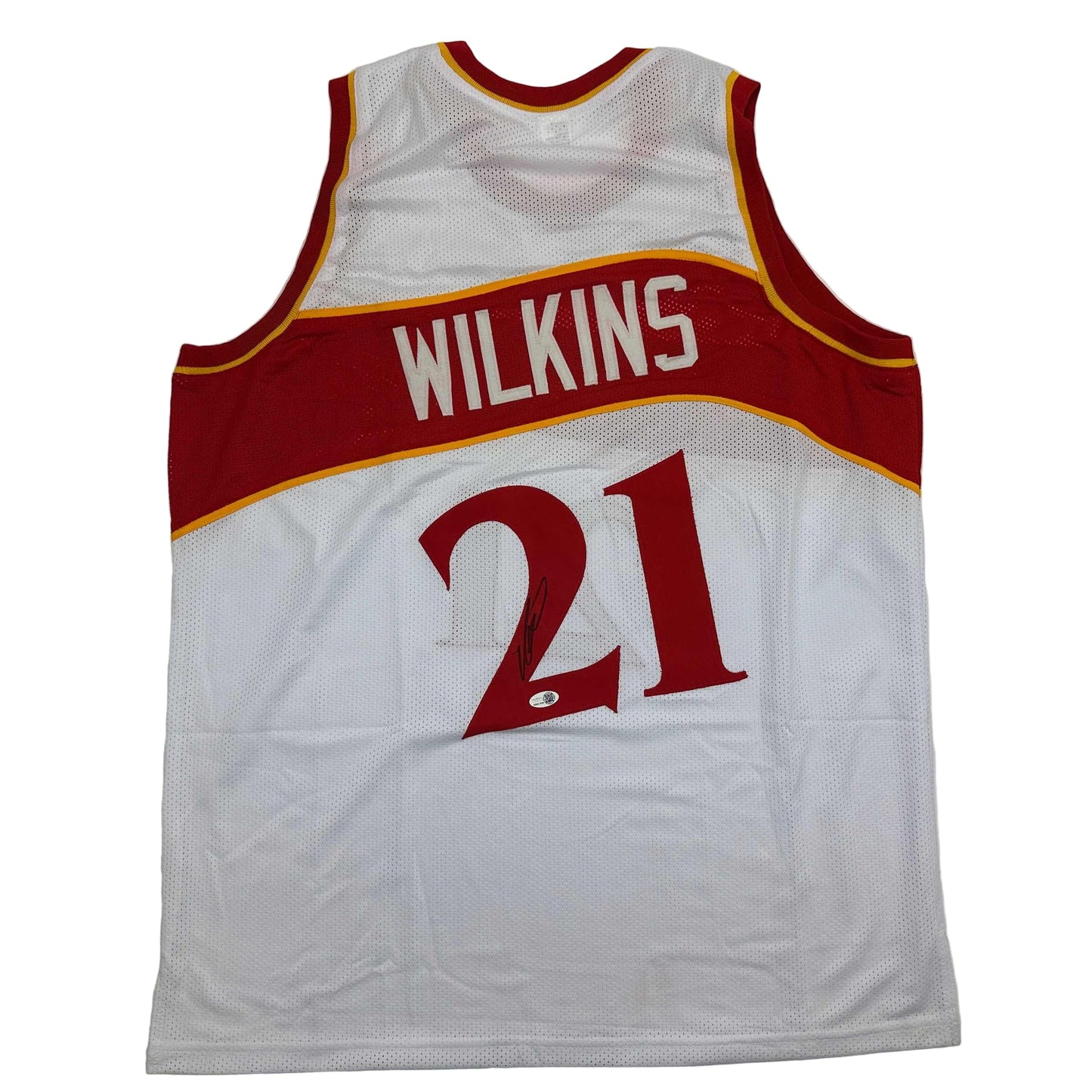 Autographed/Signed Dominique Wilkins Atlanta White Basketball Jersey JSA COA