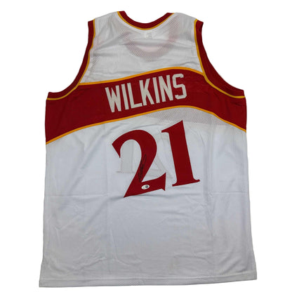 Autographed/Signed Dominique Wilkins Atlanta White Basketball Jersey JSA COA