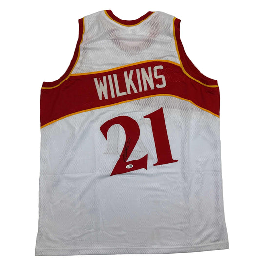 Autographed/Signed Dominique Wilkins Atlanta White Basketball Jersey JSA COA