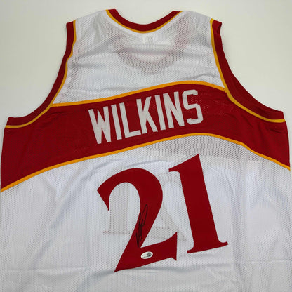 Autographed/Signed Dominique Wilkins Atlanta White Basketball Jersey JSA COA