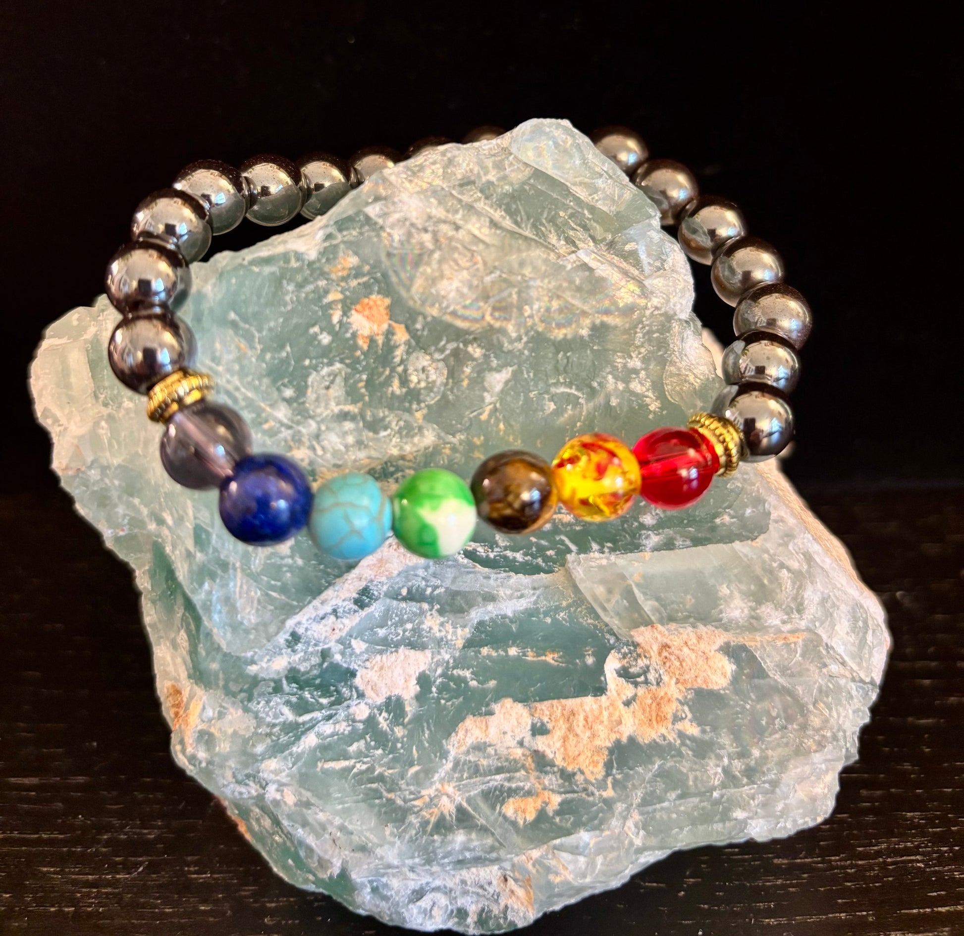 Chakra Healing Reiki-Infused Bracelet with Hematite - Grounding, Protection & Balance - Triathlete Store