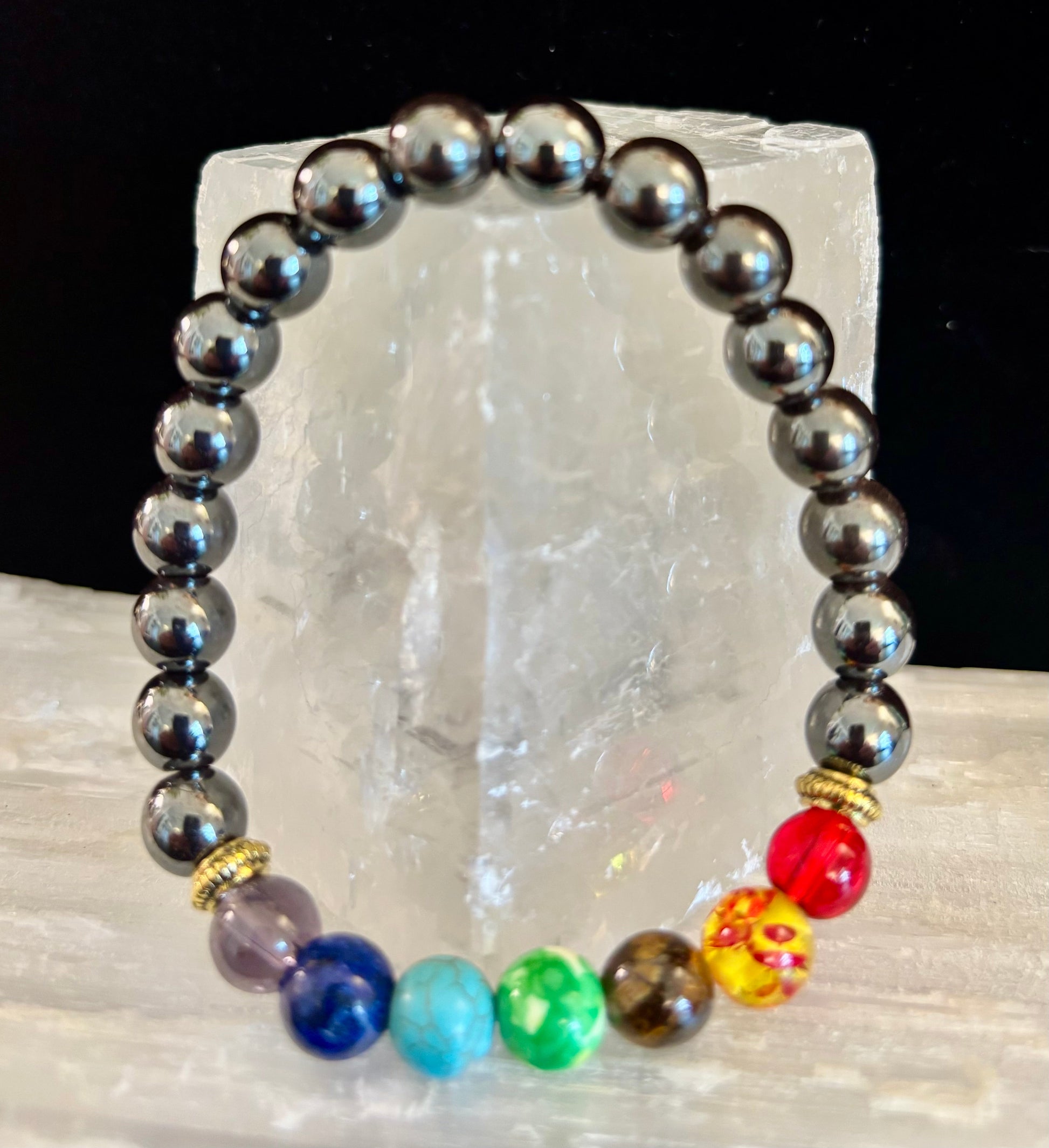 Chakra Healing Reiki-Infused Bracelet with Hematite - Grounding, Protection & Balance - Triathlete Store