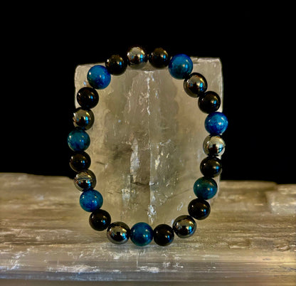 Reiki-Infused Triple Protection Bracelet for Grounding, Mental Clarity & Complete Energy Shielding (8mm)