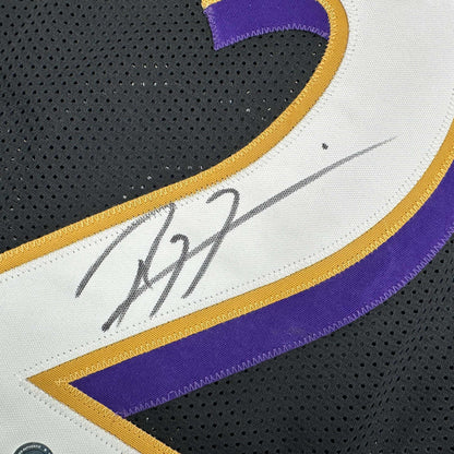 Autographed/Signed Ray Lewis Baltimore Black Football Jersey Beckett BAS COA