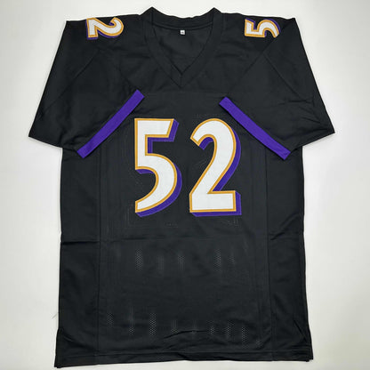 Autographed/Signed Ray Lewis Baltimore Black Football Jersey Beckett BAS COA