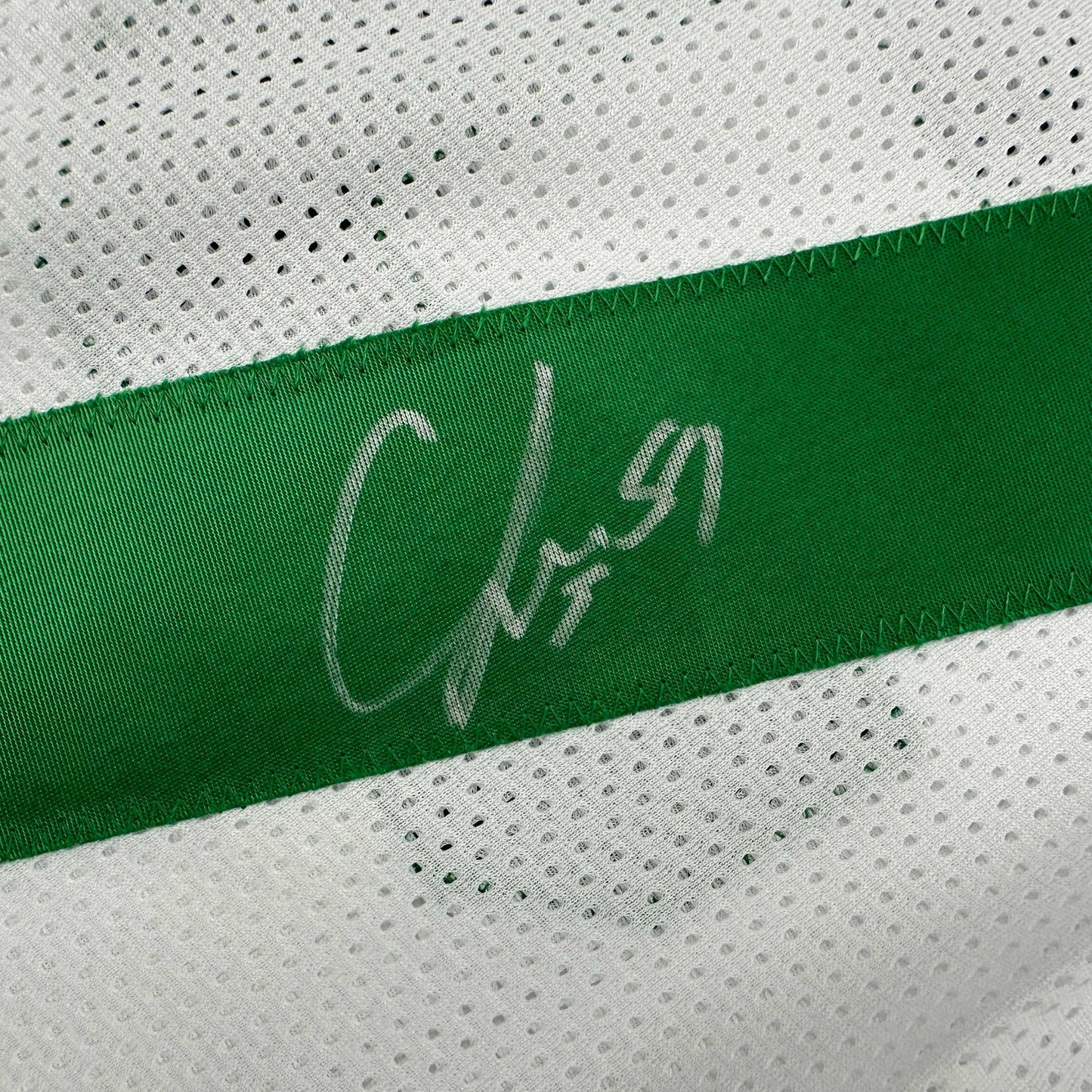 Autographed/Signed CJ C.J. Mosley New York White Football Jersey JSA COA