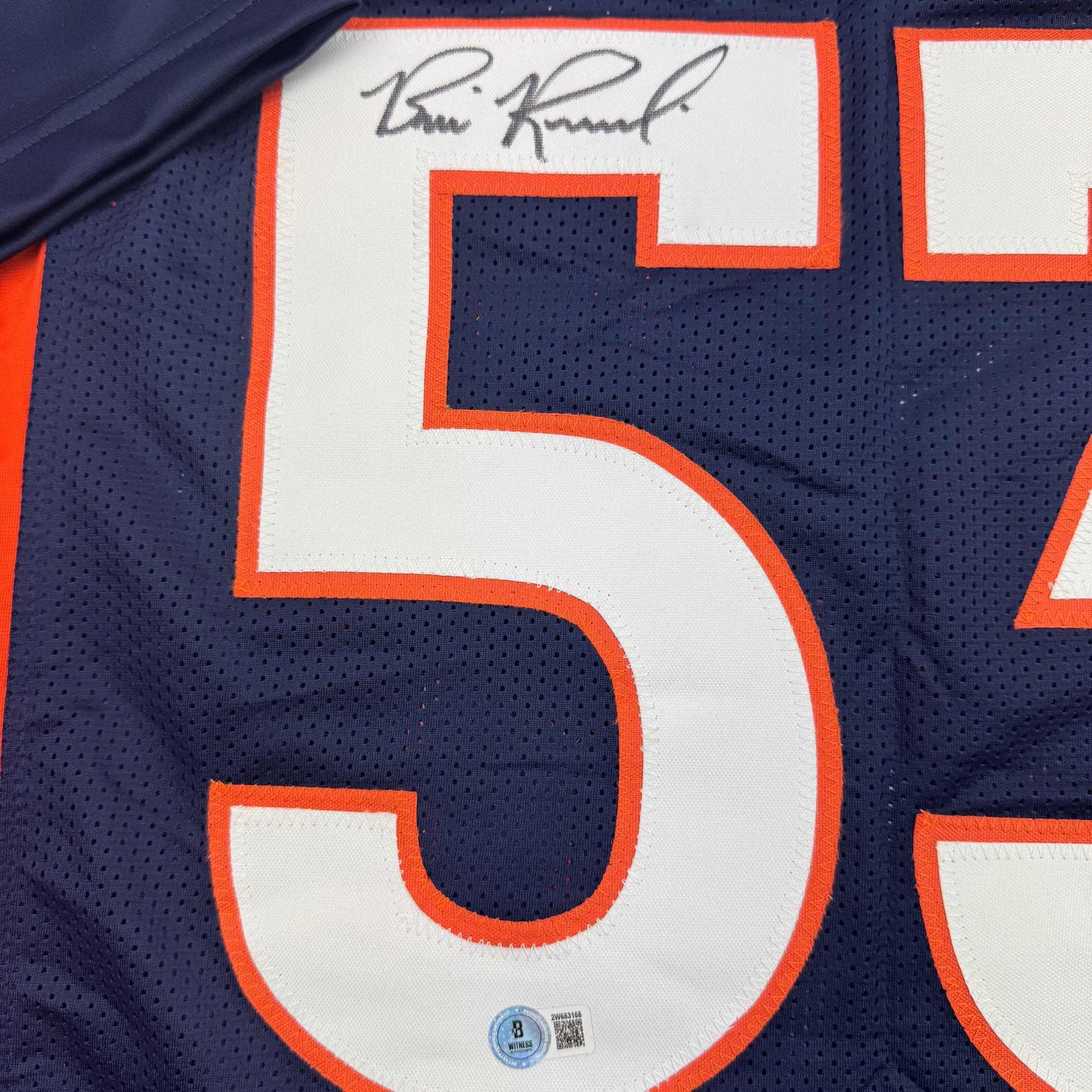 Autographed/Signed Bill Romanowski Denver Blue Football Jersey Beckett BAS COA
