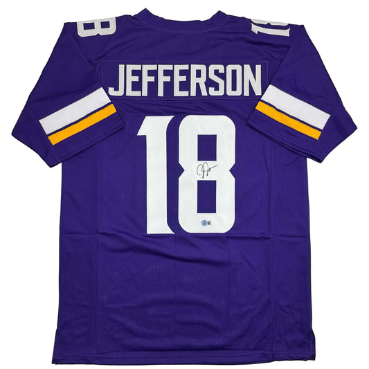 Autographed/Signed Justin Jefferson Minnesota Purple Football Jersey Beckett BAS COA