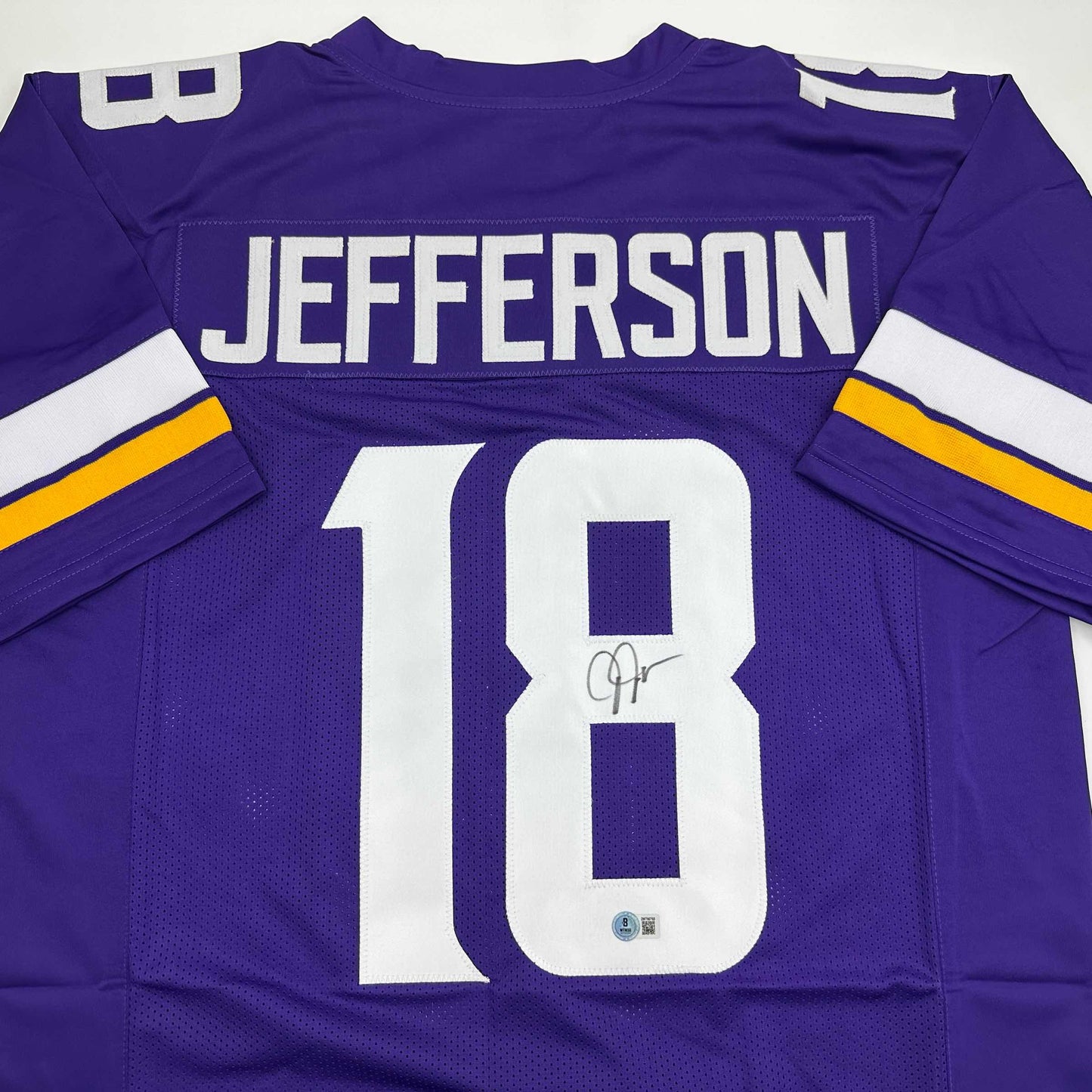 Autographed/Signed Justin Jefferson Minnesota Purple Football Jersey Beckett BAS COA