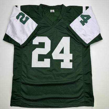 Autographed/Signed Darrelle Revis New York Green Football Jersey Beckett BAS COA
