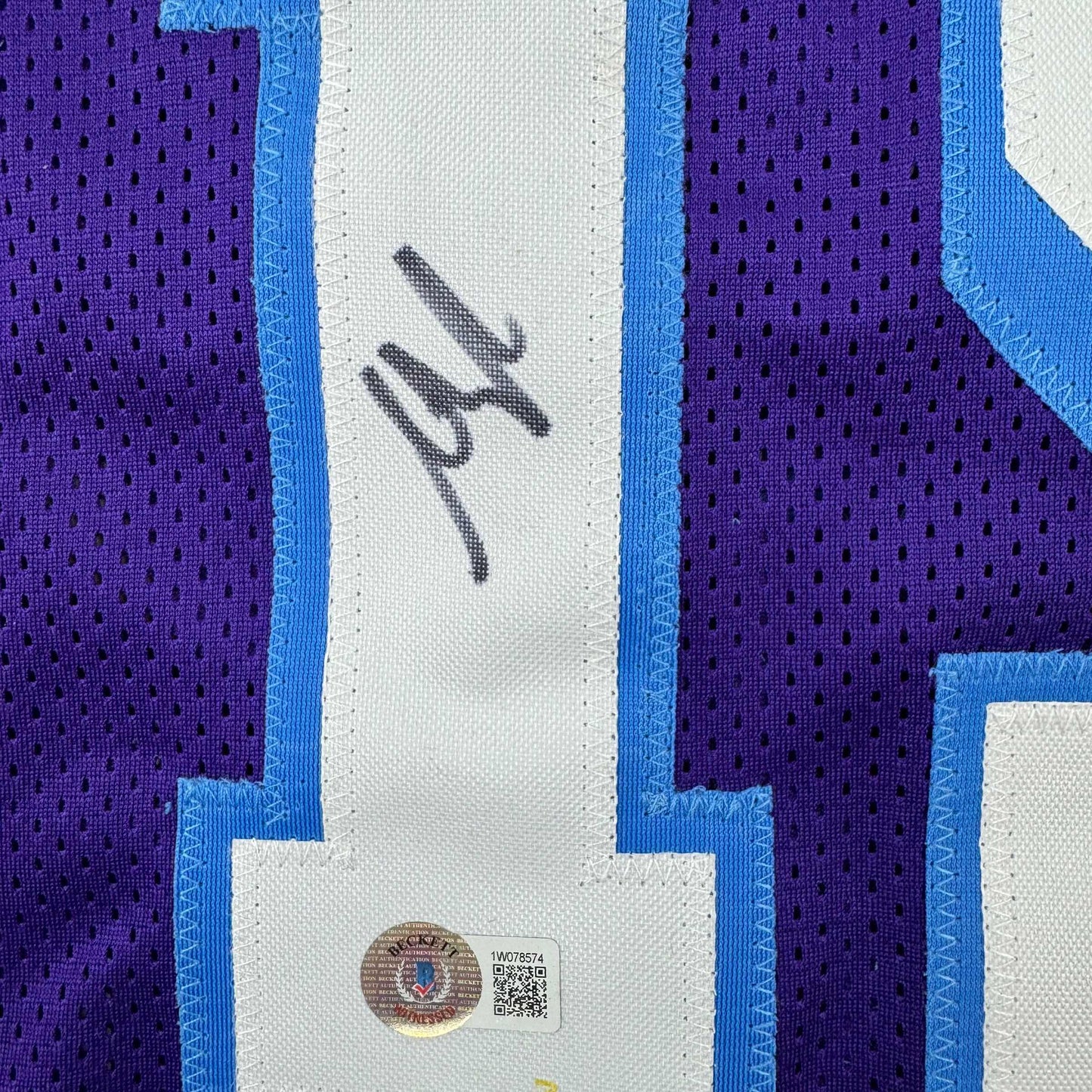 Autographed/Signed Austin Reaves Los Angeles LA Purple City Edition Basketball Jersey Beckett BAS COA