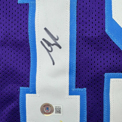 Autographed/Signed Austin Reaves Los Angeles LA Purple City Edition Basketball Jersey Beckett BAS COA