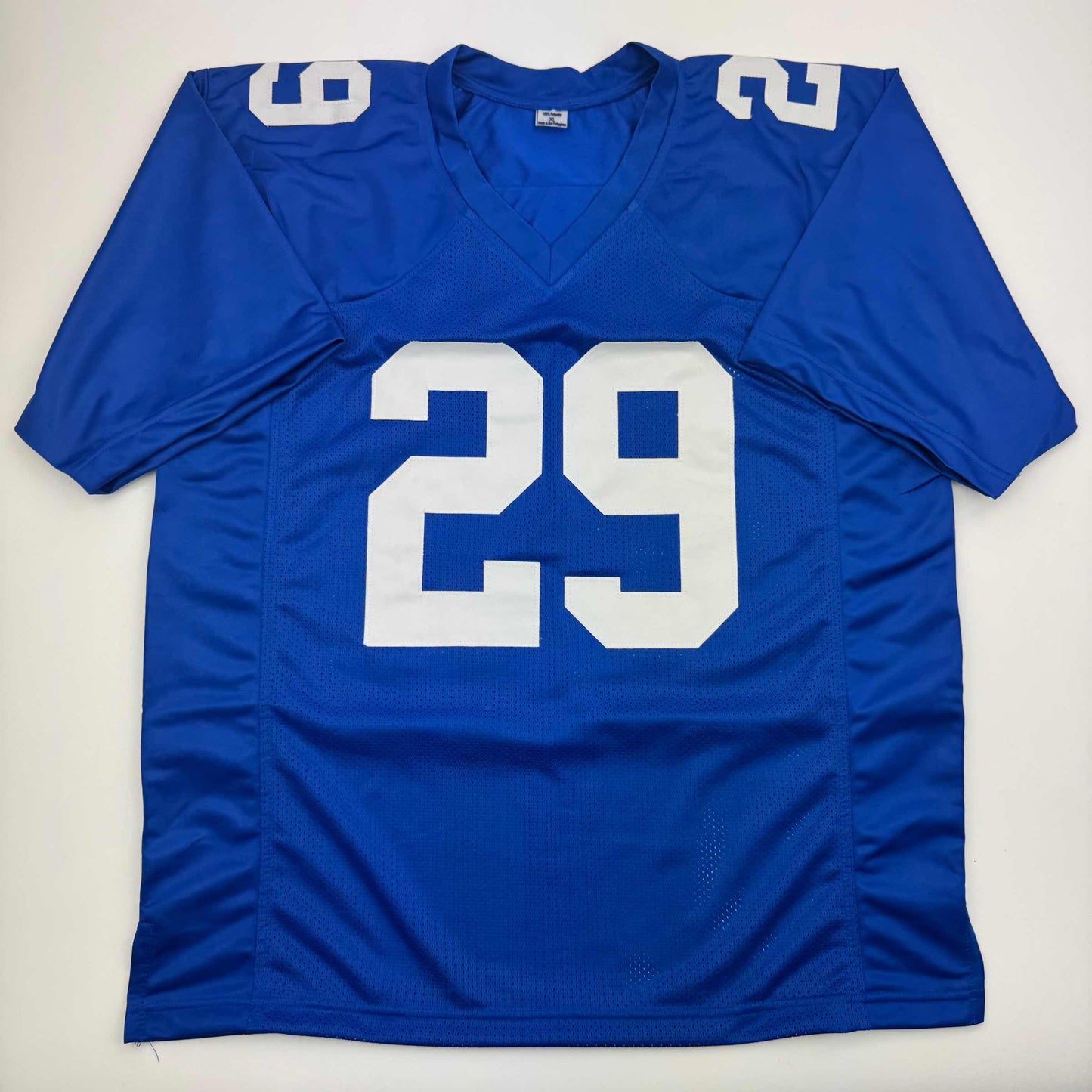 Autographed/Signed Tyrone Tracy Jr. New York Blue Football Jersey Beckett BAS COA