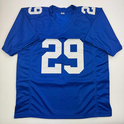 Autographed/Signed Tyrone Tracy Jr. New York Blue Football Jersey Beckett BAS COA