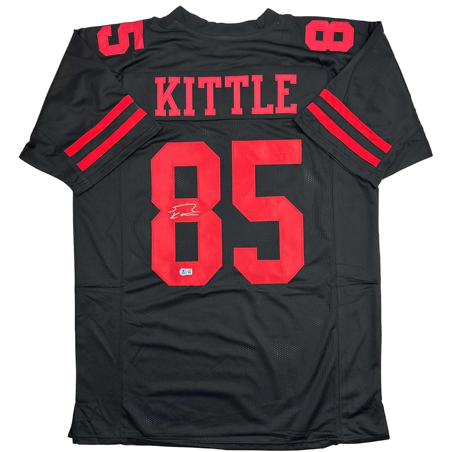Autographed/Signed George Kittle San Francisco Black Football Jersey Beckett BAS COA