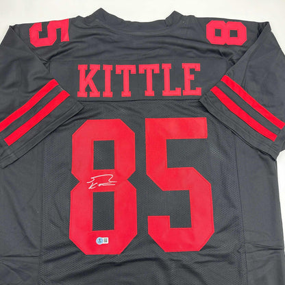 Autographed/Signed George Kittle San Francisco Black Football Jersey Beckett BAS COA