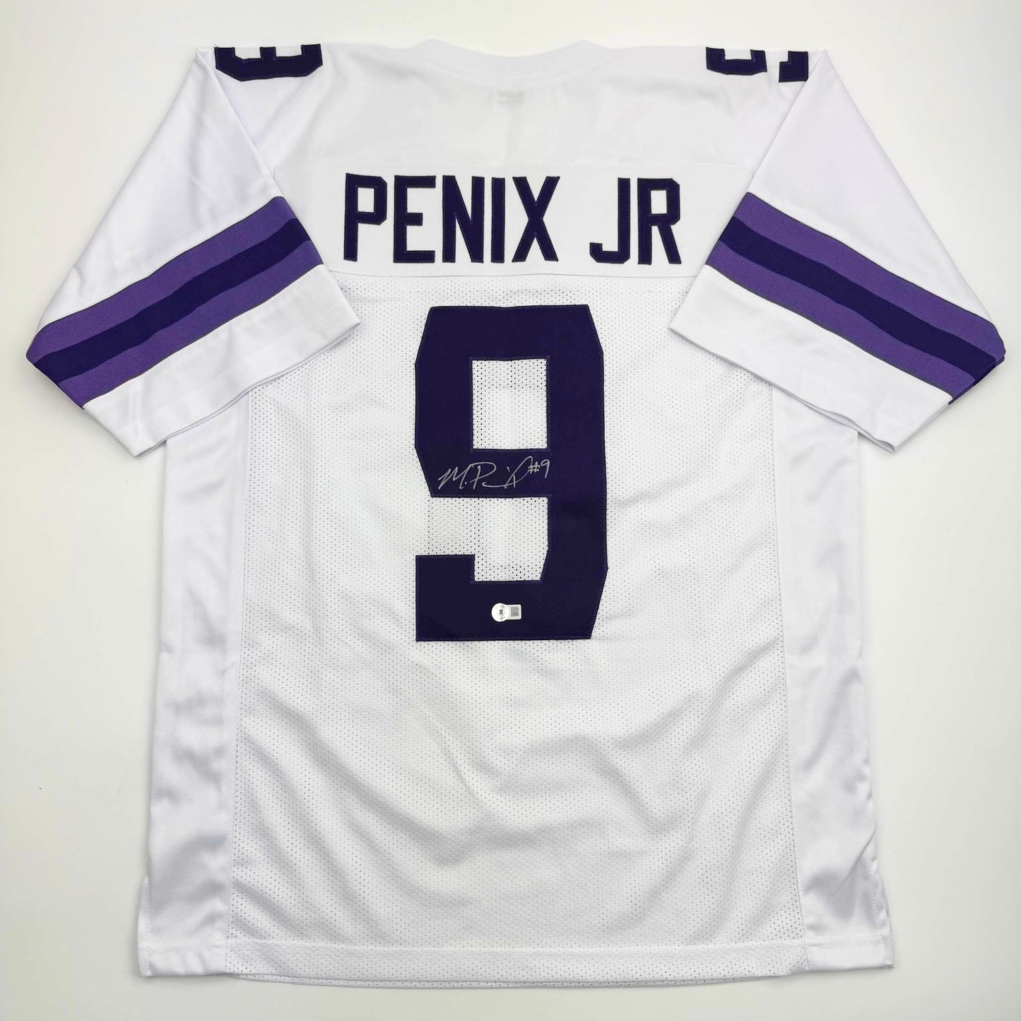 Autographed/Signed Michael Penix Jr. Washington Huskies White College Football Jersey Beckett BAS COA