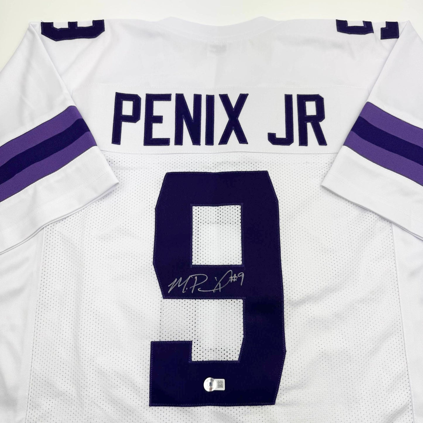Autographed/Signed Michael Penix Jr. Washington Huskies White College Football Jersey Beckett BAS COA