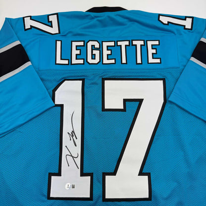 Autographed/Signed Xavier Legette Carolina Blue Football Jersey Beckett BAS COA