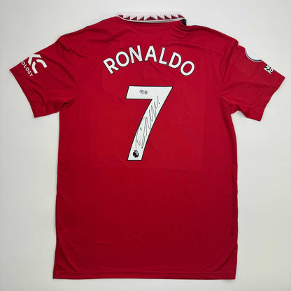 Autographed/Signed Cristiano Ronaldo Manchester United Red 2022-23 Soccer Jersey Beckett BAS COA