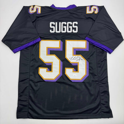 Autographed/Signed Terrell Suggs Baltimore Black Football Jersey JSA COA #2