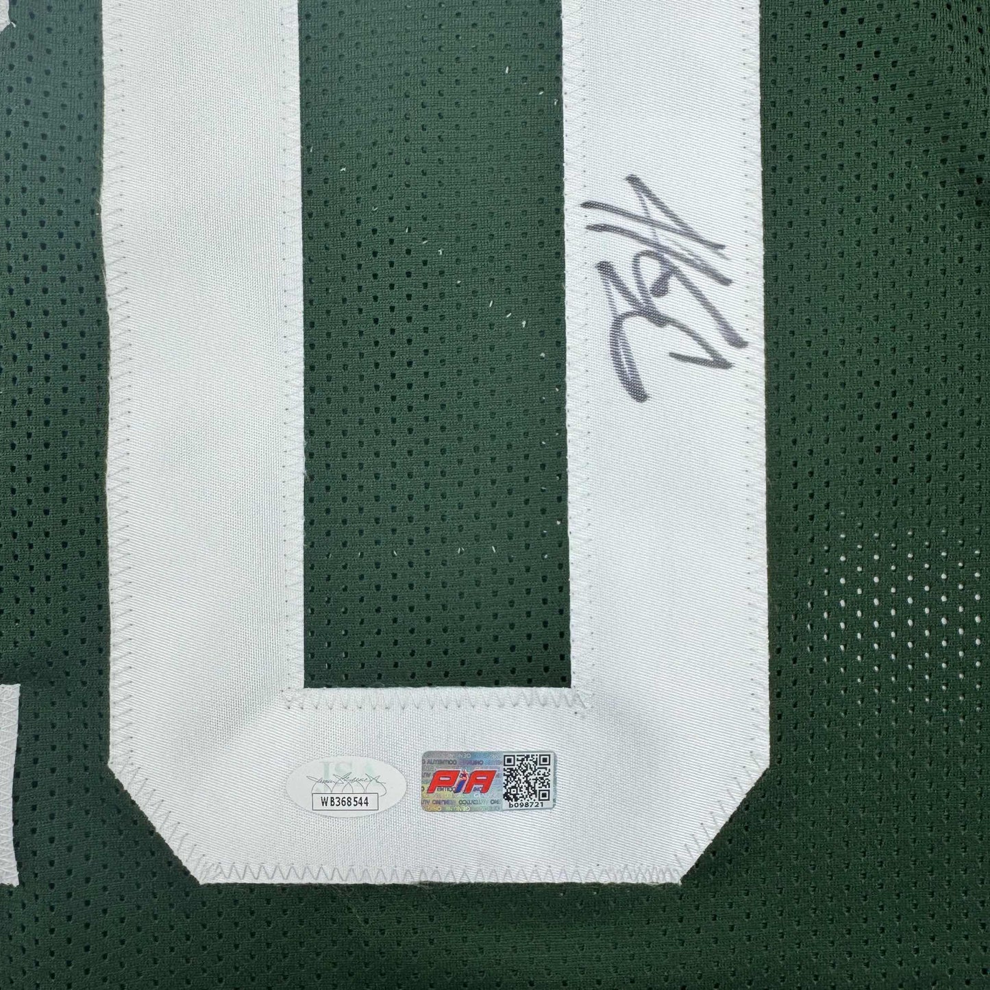Autographed/Signed Breece Hall New York Green Football Jersey JSA COA