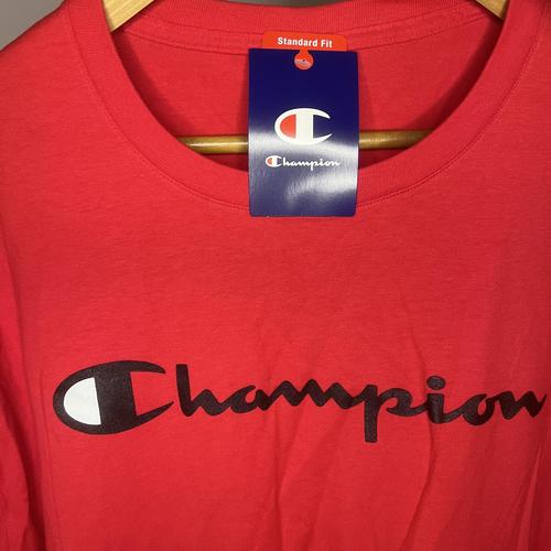 Champion mens Classic T-shirt, Classic Script T Shirt, Red, Large US