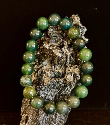 Reiki-Infused Natural Moss Agate Bracelet for New Beginnings, Abundance, Heart Chakra Healing & Steady Growth (8mm & 10mm)
